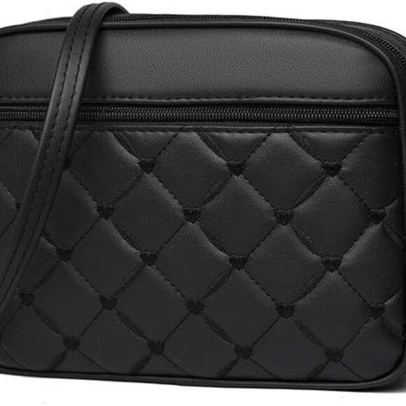 Stylish Vegan Leather Mini Crossbody Bag with Zipper Closure and Gold Accents - Picture 1 of 6